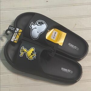Peanuts Black and Yellow Character Slide Sandals